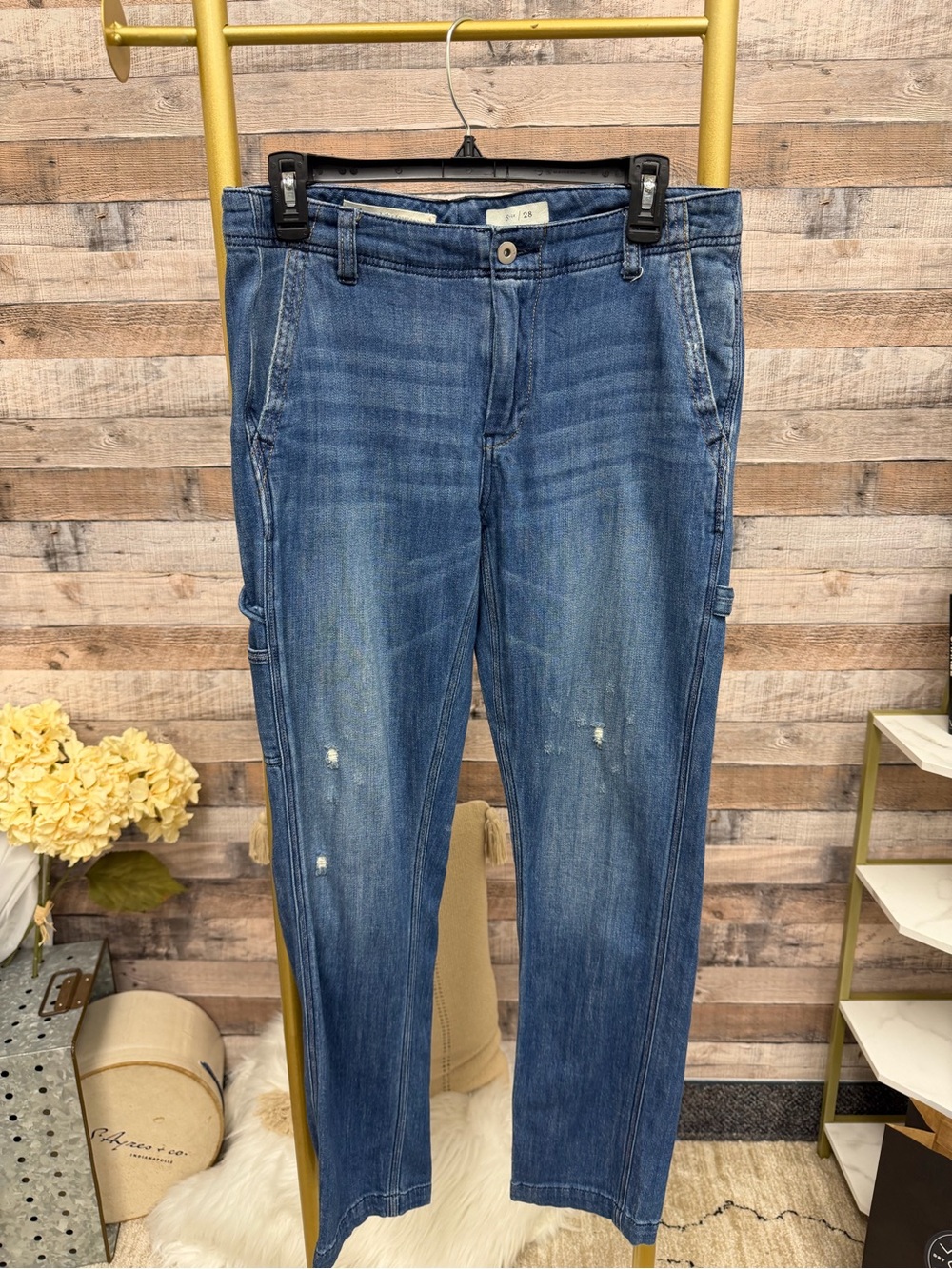 Anthropologie blue carpenter style jean 28